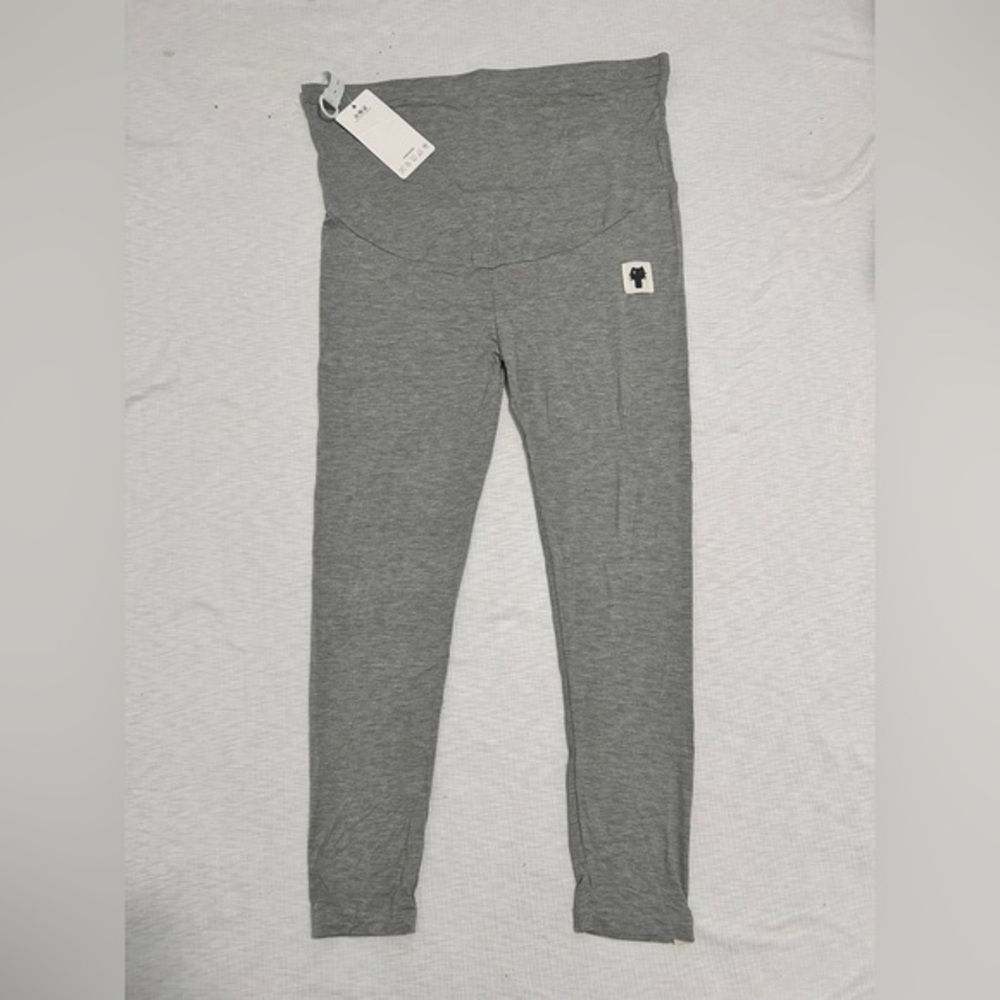 KaKaMee Maternity Pants Adjustable Waist Grey Cat Kitty‎ Logo NWT Soft